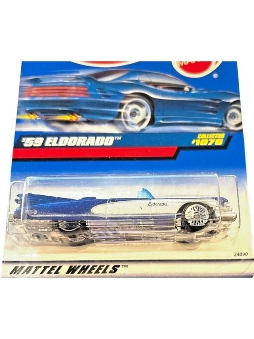 Vintage Die Cast Hot Wheels Mattel 59 Eldorado Car 1998 Collector 1078 Blue Whit